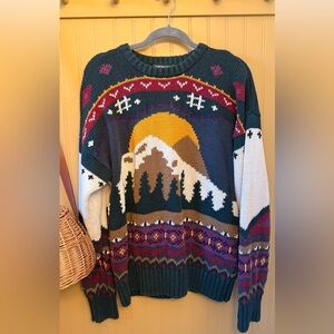 Vintage American Eagle Outfitters Mountain Crewneck Sweater - Multicolor
